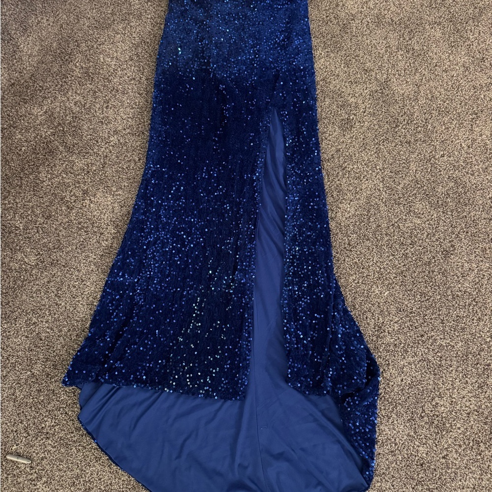 Elegant Blue Sequin Gown